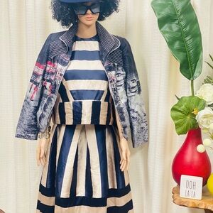 English Factory Striped Navy Blue/Cream 2 piece Skirt set/not including Jacket